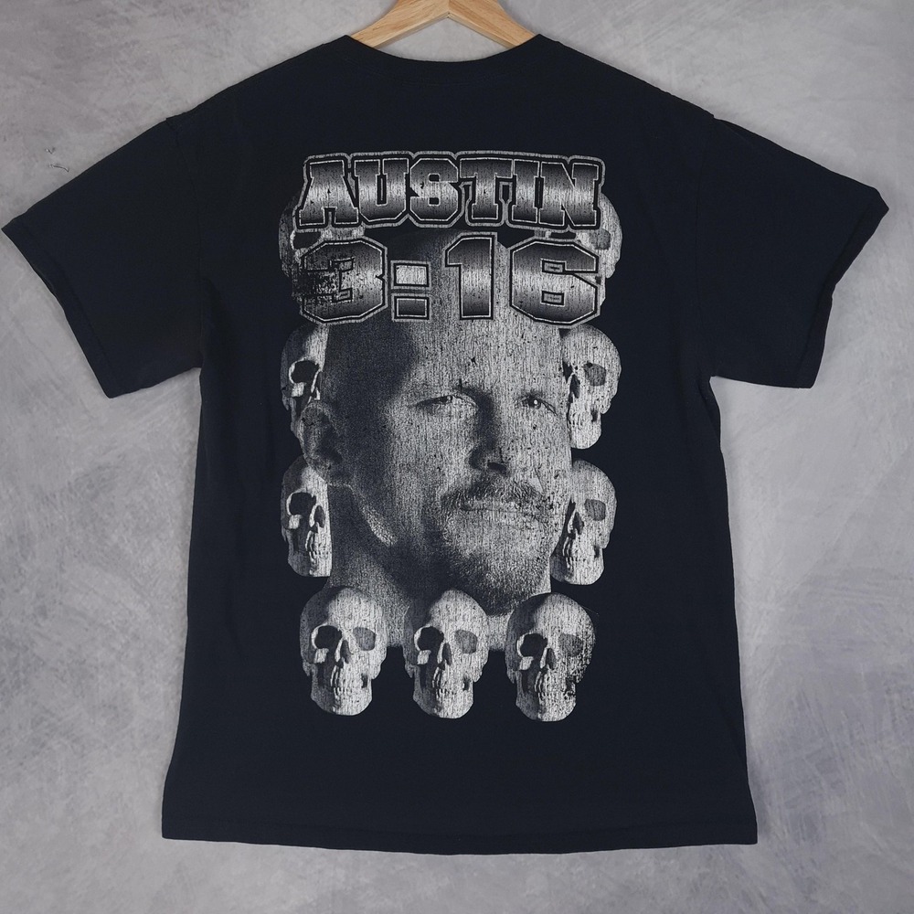Stone Cold Steve Austin Shirt Mens Medium Black WWE Austin 3:16 Graphic Tee - Picture 11 of 16